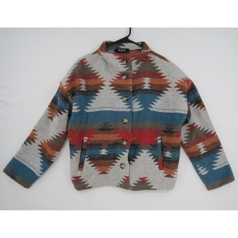 Blue B Collection Southwestern Tribal Button Up Jacket Multi Color‎ Women Medium